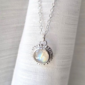 Silver moonstone necklace, silver pendant necklace, Layered silver necklace, June birthstone necklace, Antique style necklace, Gemstone