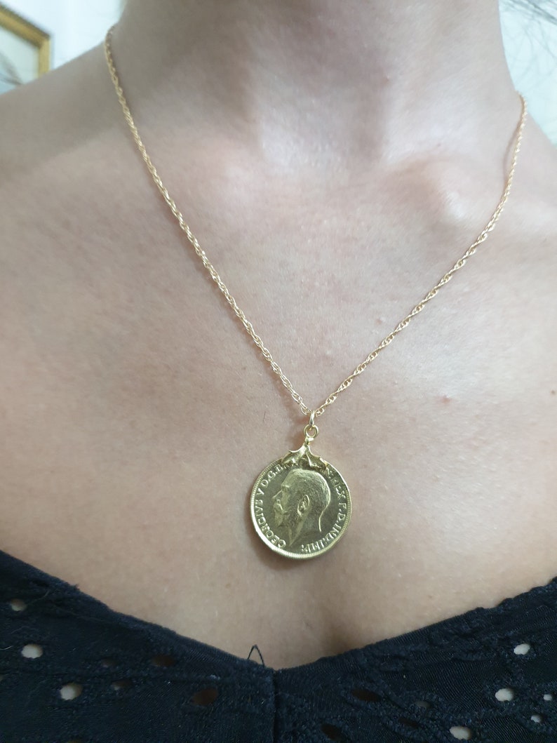 Gold coin necklace, 14k gold necklace, Moroccan coin necklace, gold pendant necklace image 7