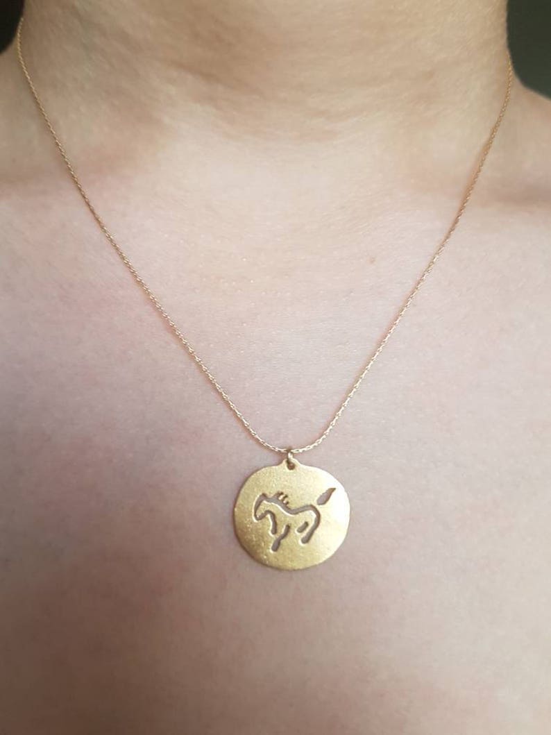 Gold horse necklace cut out horse pendant necklace horse | Etsy