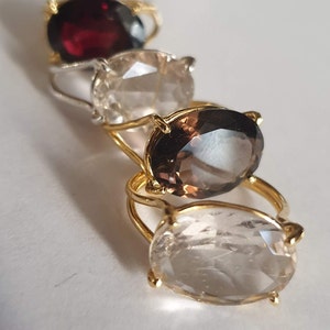 Statement 14k gold ring, Smokey quartz ring, Rutile quartz, Garnet ring, Labradorite ring, Oval ring, Big gemstone ring, 9k solid gold ring image 6