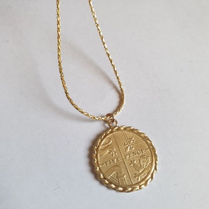 Goldmünze Halskette, Goldmünze Anhänger Halskette, antike Halskette, britische Münze Goldkette, 14k Goldkette Bild 5