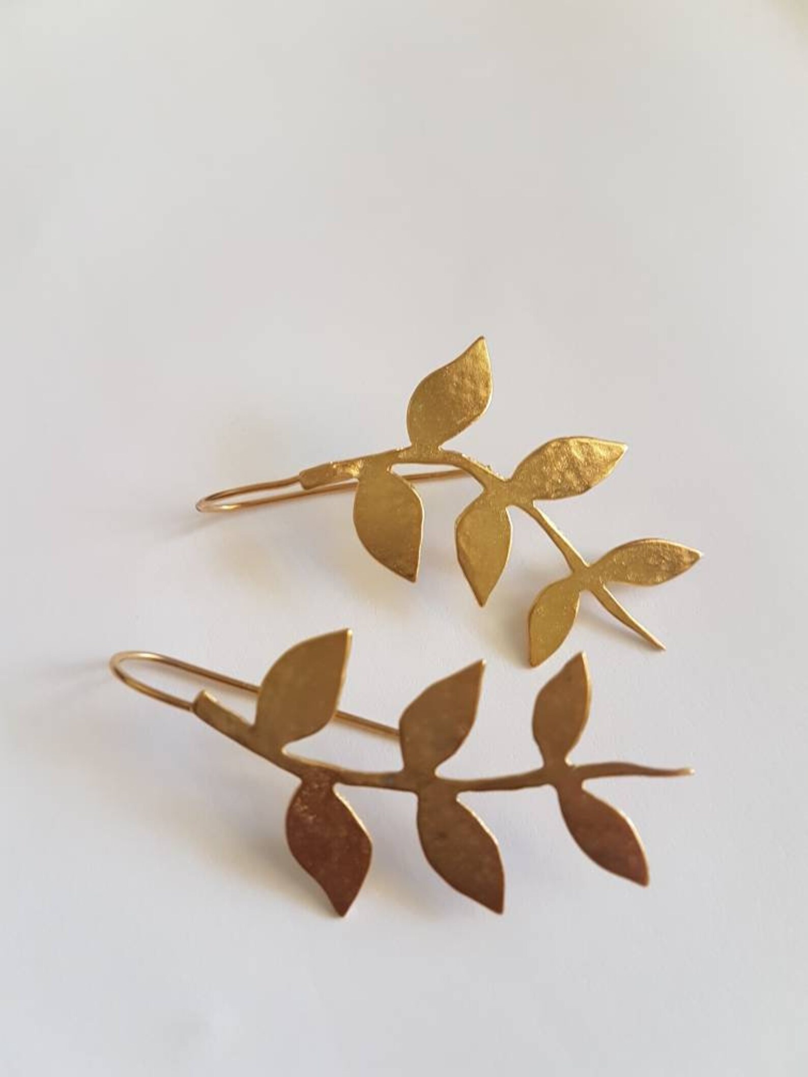 Gold Leaf Earrings Gold Drop Earrings Leaf Branch Earrings Etsy Israel