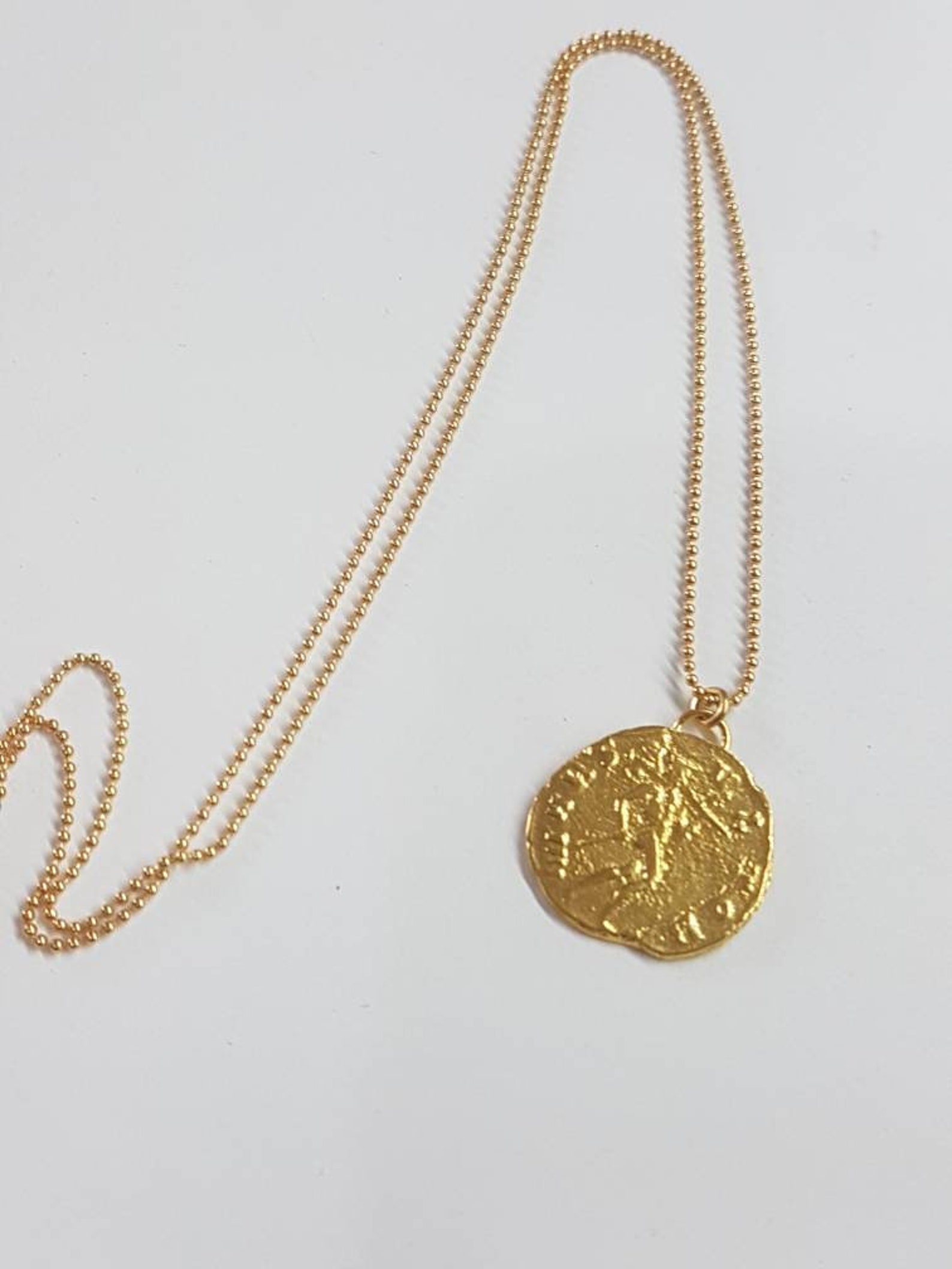 Coin Pendant Necklace 14k Gold Necklace Antique Coin Etsy