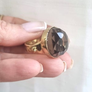 Smokey quartz ring, Smoky ring, big ring, Smoky quartz ring, Brown ring, cocktail ring, 14k gold gemstone ring, statement ring, 9k gold ring