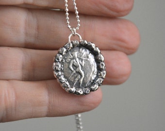 Coin pendant necklace, antique coin necklace, medallion necklace, silver coin pendant, medallion pendant necklace, long coin necklace
