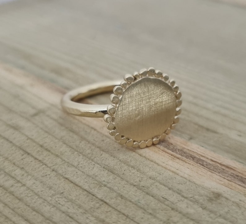 Gold Disc Ring Gold Round Ring Gold Statement Ring Gold Etsy