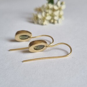 Gold peridot earrings, Gold drop earrings, Gemstone earrings, Dainty earrings, Feminine jewelry, 14k Gold earrings, Solid gold earrings, 9K image 3