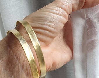 Gold bangle bracelet, lightly hammered bracelet, minimalist bracelet, basic bangle, gold stacking bracelets, simple gold bracelets