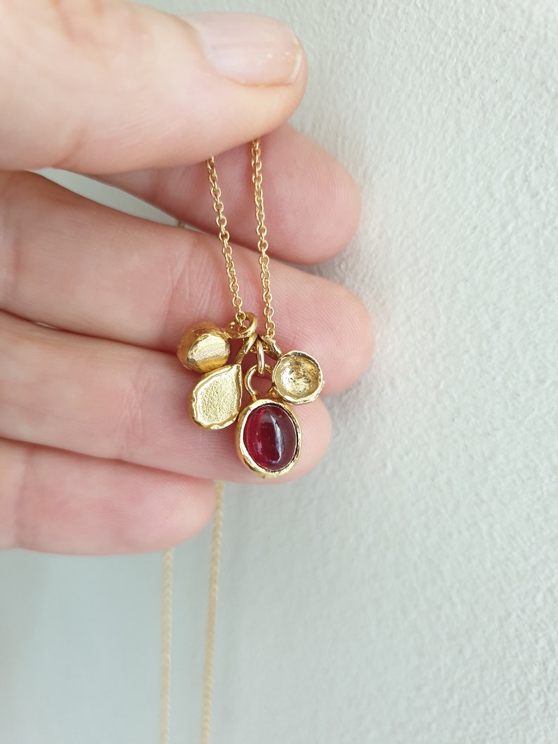 Pendant Necklace With Charms Gold Pendant Necklace Etsy