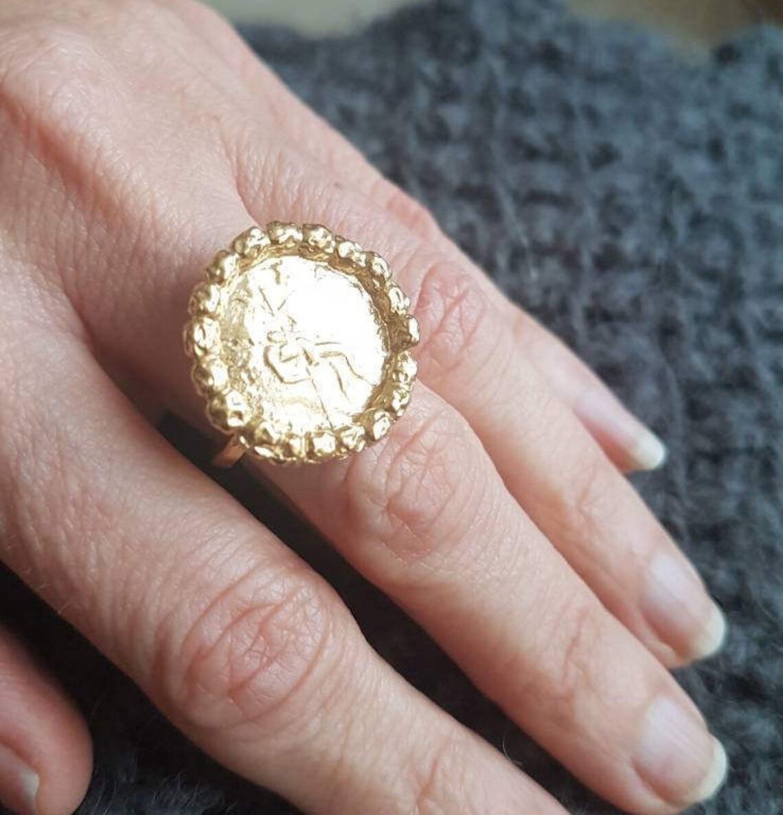 Antique coin ring gold coin ring cocktail ring vintage Etsy