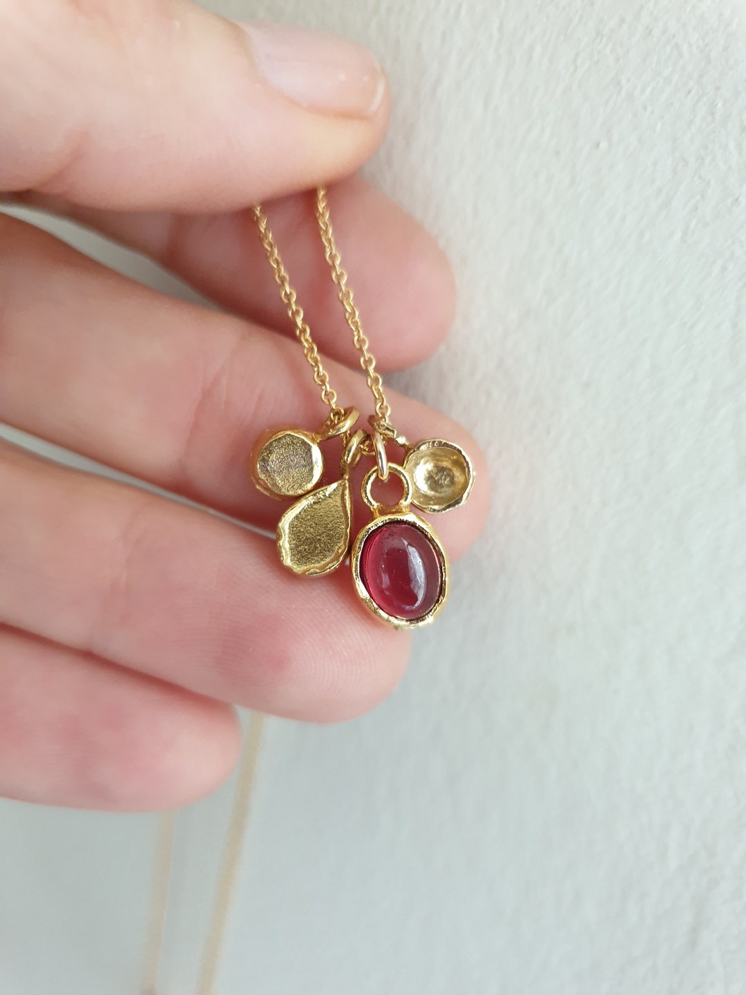 Pendant Necklace With Charms, Gold Pendant Necklace, January