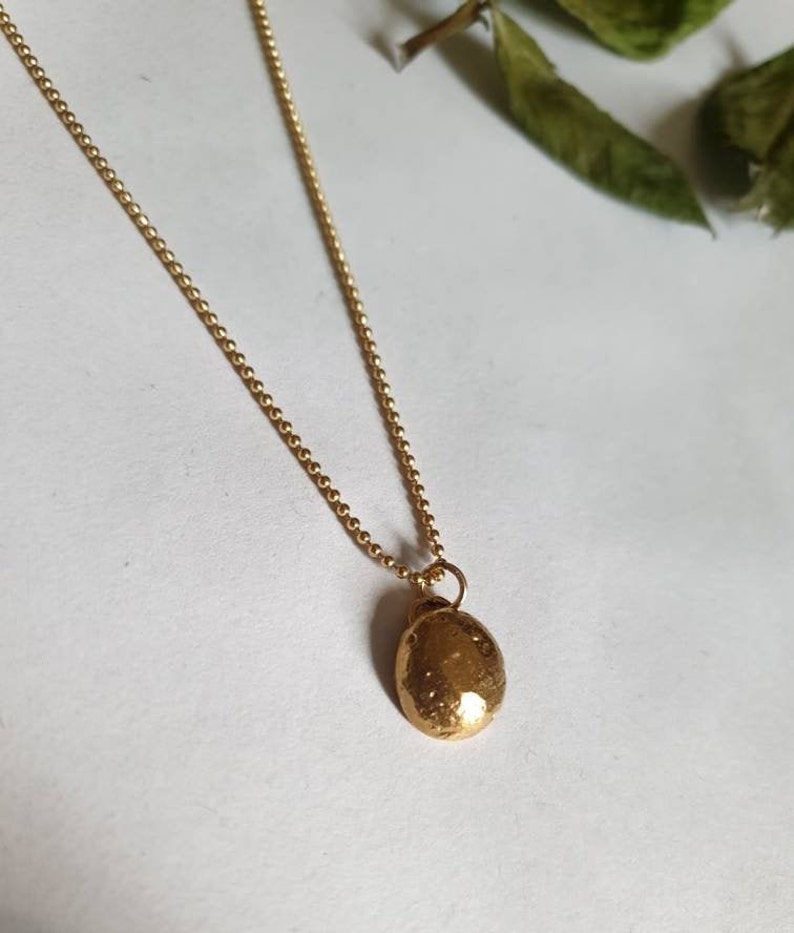 Gold pendant necklace, gold nugget pendant necklace, 14k gold necklace, minimalist simple necklace, everyday necklace, gold necklace image 6
