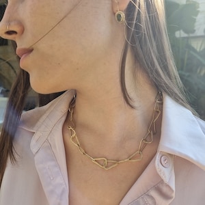 Gold link necklace, Layered silver necklace, Statement gold necklace, Bold jewelry, Romantic necklace, chunky necklaces silver, Hammered