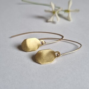 Delicate drop earrings, 14k Dangle earrings, Tag earrings, Solid gold earrings, 9k earrings, Romantic jewelry women, Long Minimalist earring