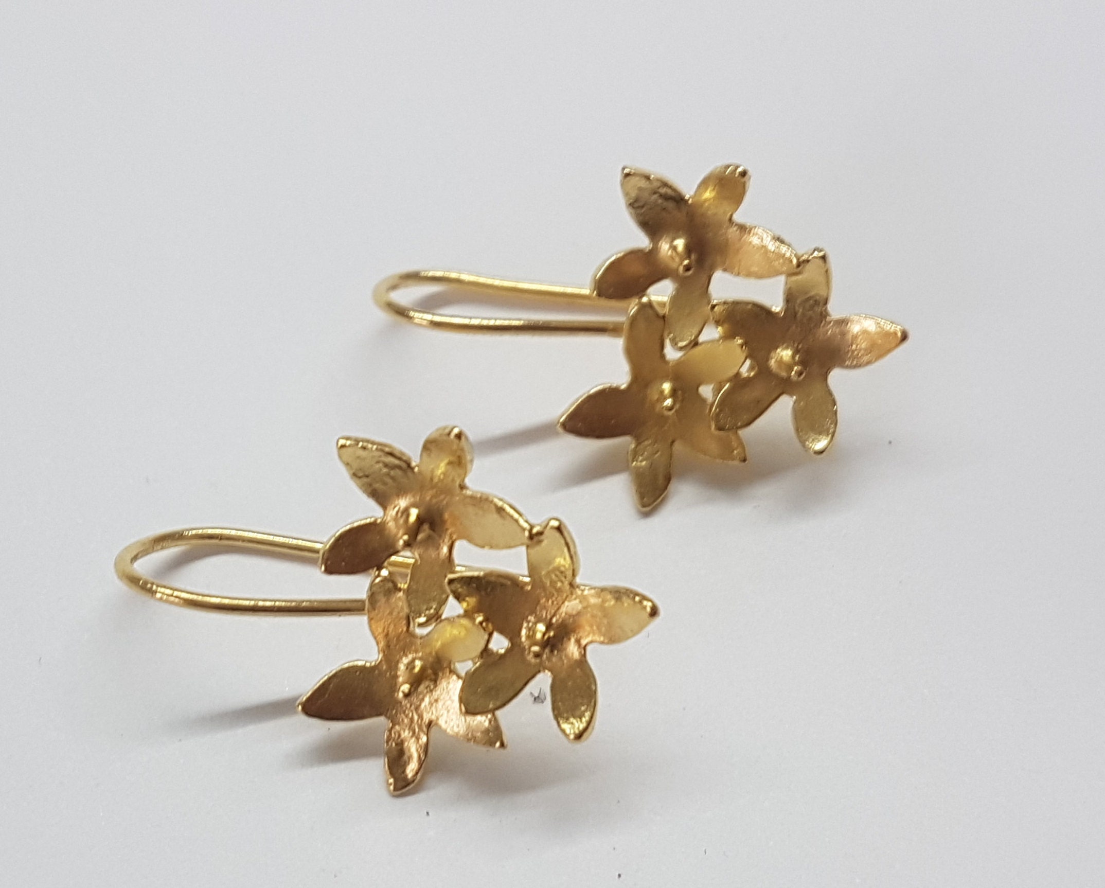 Gold Drop Flower Earrings Floral Earrings Bridal Earrings | Etsy