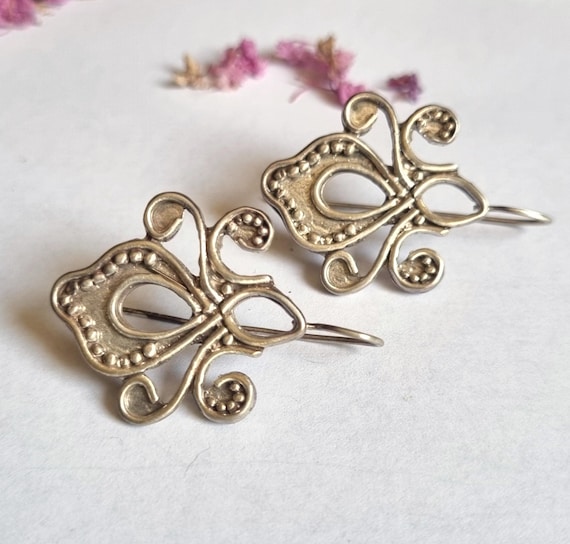 Orecchini artigianali in filigrana placcati in oro/argento sterling 925, fatti a mano, gioielli da donna con design floreale a foglia - Italia