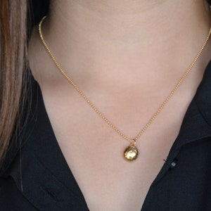 Gold pendant necklace, gold nugget pendant necklace, 14k gold necklace, minimalist simple necklace, everyday necklace, gold necklace image 2
