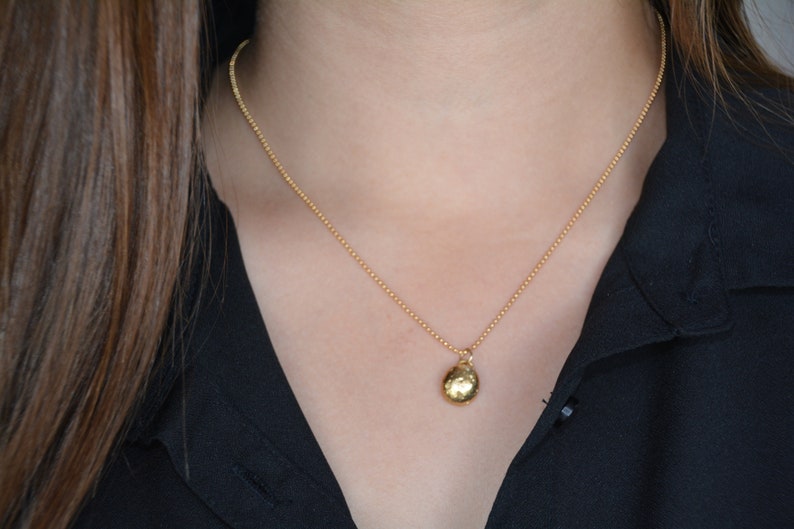 Gold pendant necklace, gold nugget pendant necklace, 14k gold necklace, minimalist simple necklace, everyday necklace, gold necklace image 2