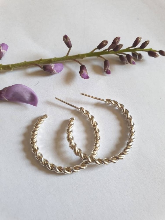 Orecchini A Cerchio Aperti Grandi, Intrecciati A Forma Di C, Colore Verde - Gioielli Fatti A Mano In Lega Di Qualità, Stile Boho E Minimalista Per Donne, Regalo Unico