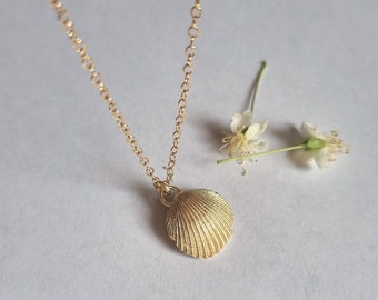 Seashell necklace, 14k gold filled necklace, Gold pendant necklace, Shell necklace, Delicate gold necklace, Nature inspired jewelry, Beach