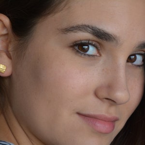 Gold stud earrings, square earrings, square stud earrings, gold earrings studs, gold square studs, rustic stud earrings, small stud earrings