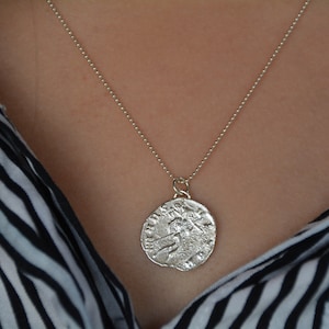 Antique coin necklace, Silver coin pendant necklace, delicate coin necklace, antique necklace, ancient coin pendant silver, Christmas gift