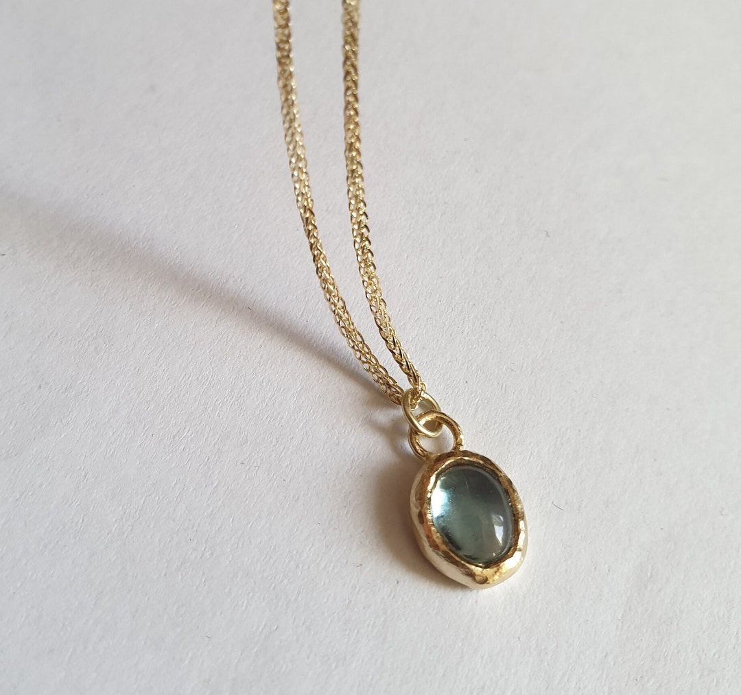 Blue Topaz Solid Gold Necklace 14k Gold Pendant Necklace - Etsy