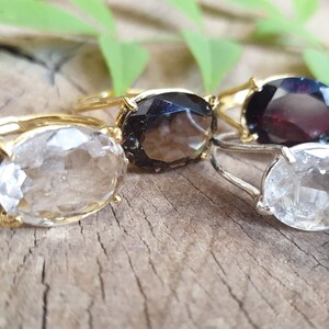 Statement 14k gold ring, Smokey quartz ring, Rutile quartz, Garnet ring, Labradorite ring, Oval ring, Big gemstone ring, 9k solid gold ring image 7