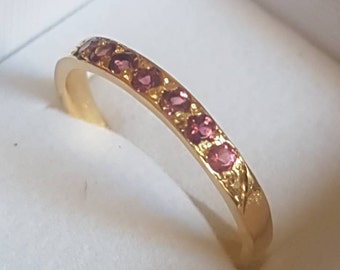 Tourmaline ring, half eternity ring, October birthstone ring, pink tourmaline ring, stacking rings, gemstone ring, October birthday jewelry