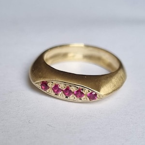 Gold ruby ring, Signet ring women, Silver signet ring, Marquise ring, Minimalist jewelry, Pinky ring, Statement gold ring, Stacked gold ring