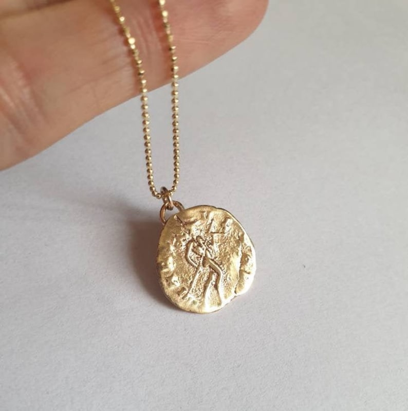 Antique Coin Pendant Necklace 14k Gold Necklace Gold Coin - Etsy