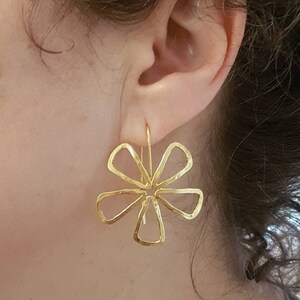 Large flower earrings, statement earrings, gold flower earrings gold plated earrings, floral earrings, earrings for women, designer earrings