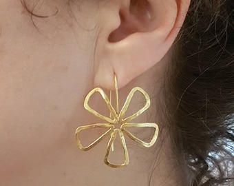 Large flower earrings, statement earrings, gold flower earrings gold plated earrings, floral earrings, earrings for women, designer earrings