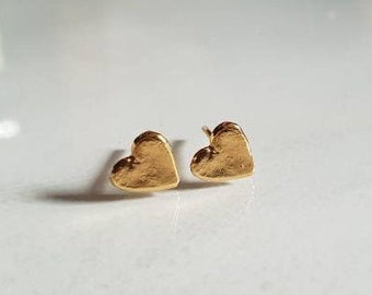 Heart Stud Earrings, 14k Gold earrings, Bat Mitzvah gift, Heart Earrings, Dainty Heart Earrings, Gold Heart Studs, Minimalist Heart Earrings