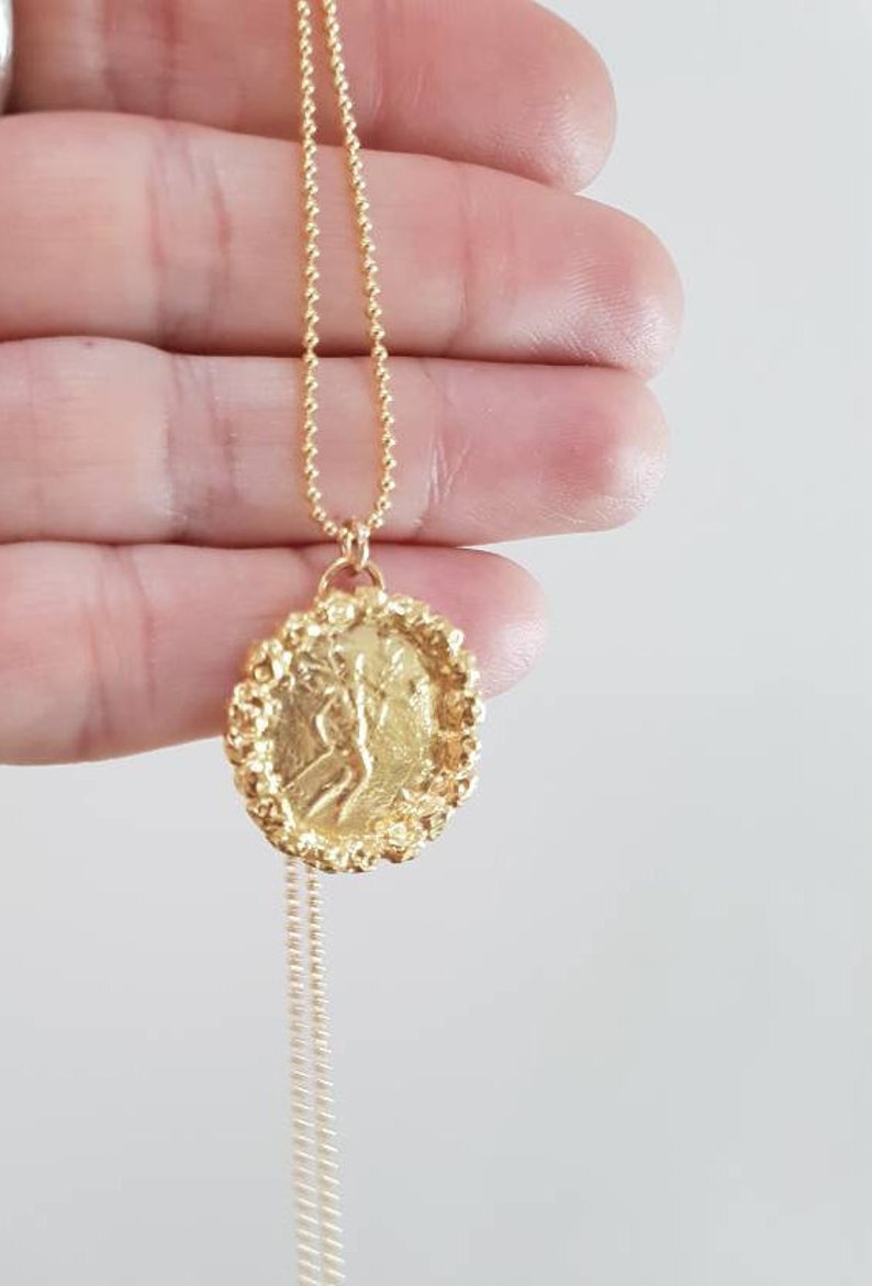 Gold coin necklace gold pendant necklace 14k gold necklace Etsy