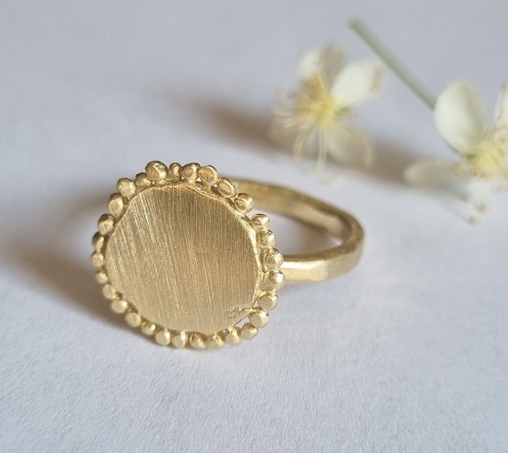 Labradorite Bead and Disk Ring 14k Gold-plated Sterling Silver Labradorite Bead and Disk Ring 14k Gold-plated Sterling Silver