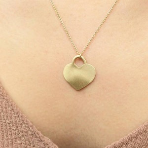 Heart pendant necklace, Solid gold heart necklace, 14k gold necklace, Heart jewelry, Romantic jewelry for women, Boho gold necklace, 9K image 7