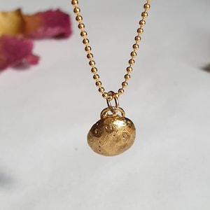 Gold pendant necklace, gold nugget pendant necklace, 14k gold necklace, minimalist simple necklace, everyday necklace, gold necklace image 1