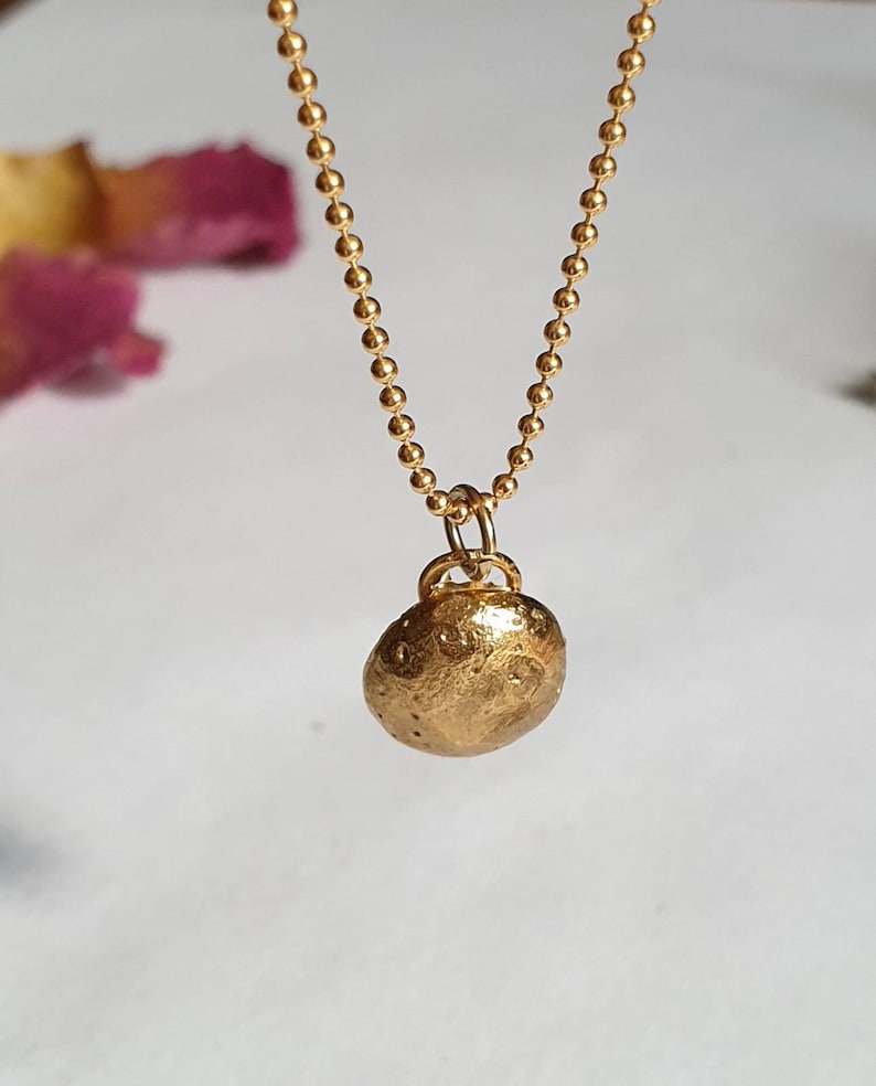 Gold pendant necklace, gold nugget pendant necklace, 14k gold necklace, minimalist simple necklace, everyday necklace, gold necklace image 1