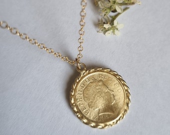 Gold coin necklace, gold coin pendant, coin necklace, antique necklace, delicate gold necklace, everyday gold necklace, bridesmaid necklace