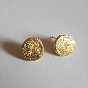 Gold stud earrings, coin stud earrings, gold coin earrings, simple earrings, disc earrings, gold coin studs, gold studs, 14k gold earrings image 4