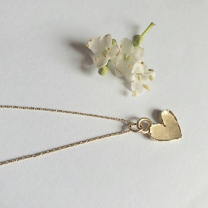 Solid gold heart necklace, 14k gold necklace, Heart pendant necklace, Dainty gold necklace, Romantic jewelry for women, Layered necklace, 9K