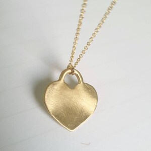 Heart pendant necklace, Solid gold heart necklace, 14k gold necklace, Heart jewelry, Romantic jewelry for women, Boho gold necklace, 9K image 4