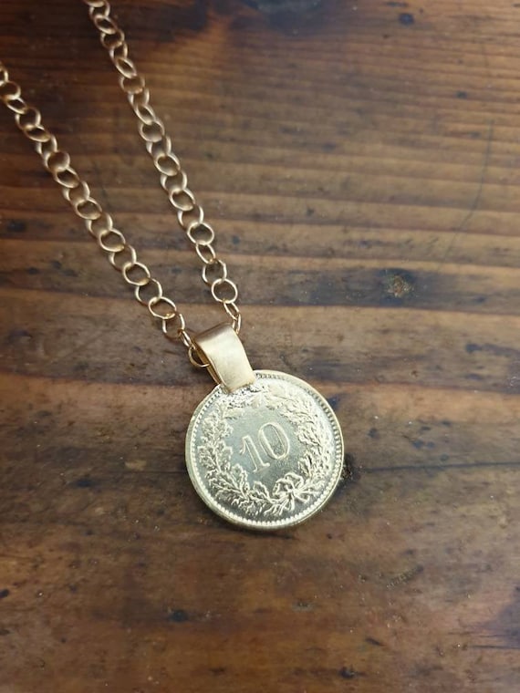 Gold coin shop necklace 14k