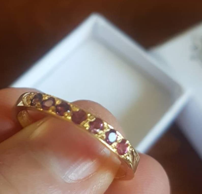 gemstone ring October birthday jewelry half eternity ring Tourmaline ring October birthstone ring stacking rings pink tourmaline ring