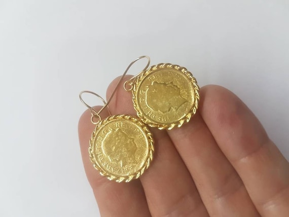 Buy GOLD COIN EARRINGS, Coin Hoop Earrings, Coin Jewelry,dangle Coin  Statement Earrings, Antique Coin Earrings for Women Gift, Silver or Gold  Online in India - Etsy