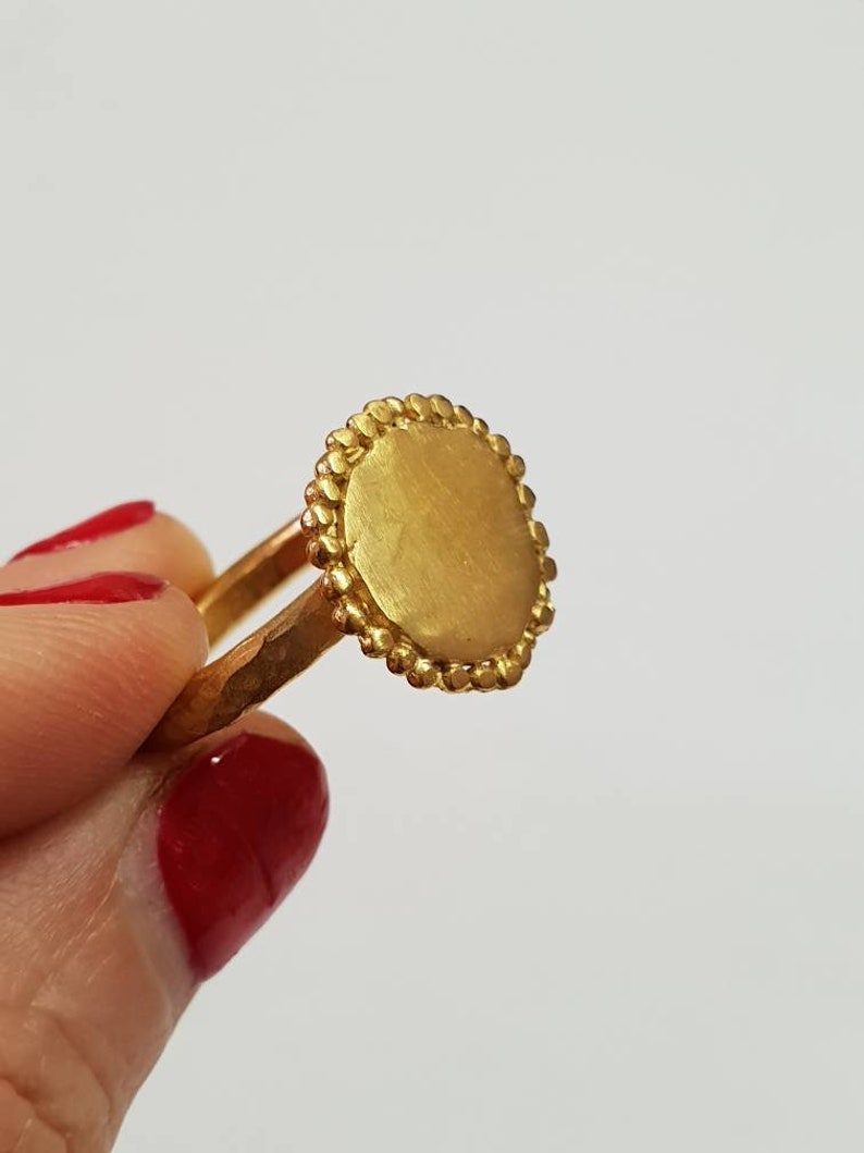 organic design ring gold round ring gold cocktail ring gold statement ring matte gold ring round disc ring Gold disc ring disc ring
