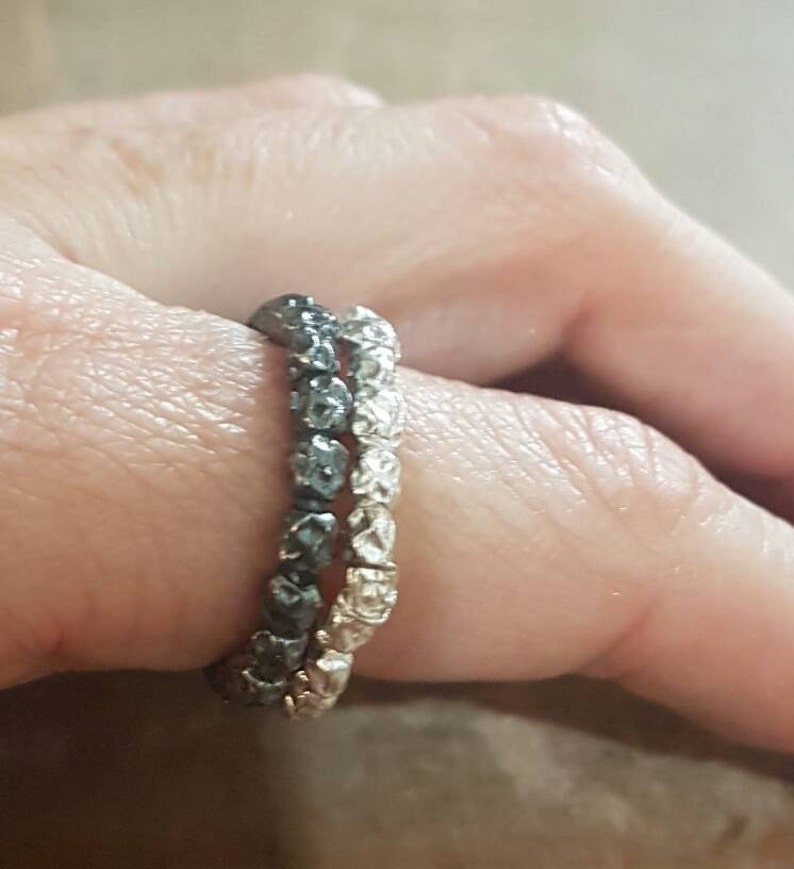 silver ring set Wedding band women simple ring band silver wedding ring stackable rings for women textured beads ring set