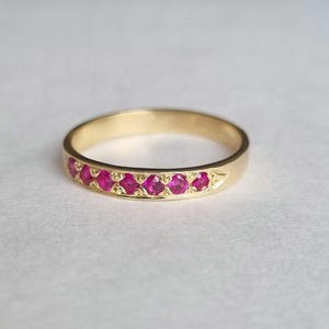 Gold Ruby ring, 14k gold Ring, July birthstone ring, solid gold Ring, Engagement ring, stacking ring, half eternity Ring, Ring for mom
