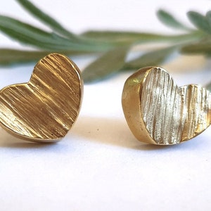 Heart Stud Earrings, 14k Gold earrings, Heart Earrings, Gold stud earrings 14k, Heart earrings gold, Valentine&#39;s gift earrings